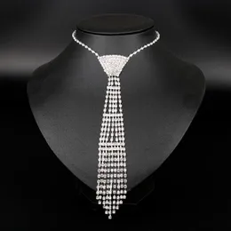 Hanger Kettingen Mode Bruiloft Sieraden Ketting Bruin Rhinestone Tie Accessoires Sieraden Verklaring voor Dames Party Gift