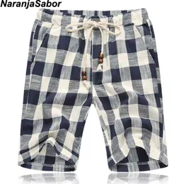 NaranjaSabor Summer Mens Casual Shorts Cotton Plaid Beach Men Fashion Short Male Sport Cool Brand Clothing 5XL N505 210716