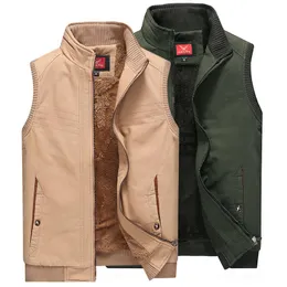 Men's Vests Vest Jackets Sleeveless Coat 2021 Fur Fashion Mens Winter Warm Waistcoats Cotton-Padded Fleece Casual Men Clothing