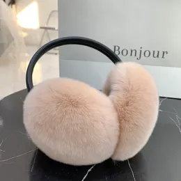 Doğal 100% Rex Tavşan Kürk Earmuffs Kadın Moda Erkekler Sıcak Rusya Kış Gerçek Kürk Earmuffs Çocuk Kulak Koruyucu kürk Earlap Kız