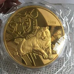 1000 جرام الصينية الذهب عملة au زودياك النمر الفن