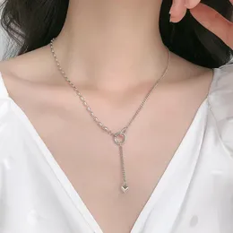 Colares de pingentes colar de coração de borla para mulheres anel duplo amor kpop Kpop Trendy Cheker Ladies Jewlery Collares Collier