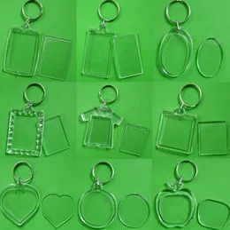 Clear Acrylic Plastic Blank Keyrings Insert Passport Photo Frame Keychain Picture Frame Keyrings Party Gift#336