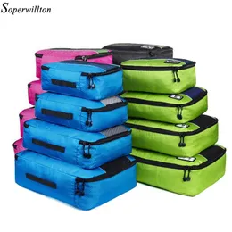 Soperwillton Men Women Travel Bag Male Female 210 D Polyester 4 5 8 Pieces Packing Cubes Luggage Organizer Cube Set #501 211118