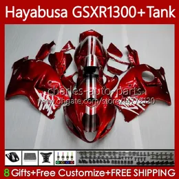 Hayabusa GSXR 1300 CC GSX-R1300 GSXR-1300 96-07 96 97 98 99 00 01 GSX R1300 2002 2002 2004 2007 2007 2007フェアリングメタリックレッド