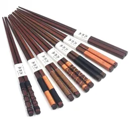 2021 antypoślizgowe drewniane pałeczki w stylu japońskim naturalny ręcznie robiony sznurek okrągłe chińskie stołowe 6 style owinąć