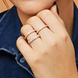 Enkel Guldfärg Knuckle Ringar För Kvinnor Bling Crystal Geometriska Kvinna Finger Ringar Set Smycken Tillbehör 2021
