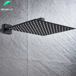 SHBSHAIMY Chrome Black Bathroom Shower Head Rainfall Stainless Steel 8 10 12 '' Square Maze Style Detachable Shower Head 210724