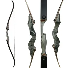 熱い販売60インチラミネートアーチェリーの弓伝統的なロングボウ30-50LBSタケオン再発弓矢狩猟木の弓