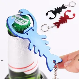 Kreativ kräftor form nyckelring ölflaskaöppnare aluminium legering vin flaskor öppnare köksredskap gåvor rra10391