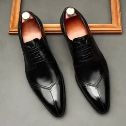Men Cowskin European Version Dress Schuhe Rot unten echtes Leder Schnürschnüre atmungsaktiven Zehen Office Karriere Schuhe Plus Size 38 ~ 45