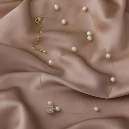 Naszyjniki wiszące 2021 Koreańska temperament żeńska biżuteria prosta dżerestony piłka perła naszyjnik moda
