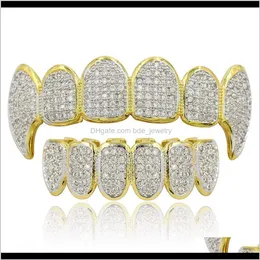 Grillz Grills Gioielli per il corpohipHop Sentimento esotico Ambientale Gioielli HipHop Denti in oro reale 18 carati Grillz Caps Apparecchi dentali Europa e Am