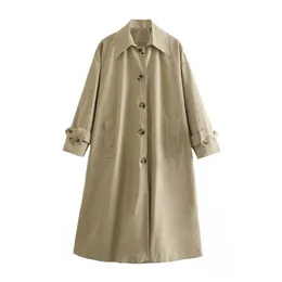 BBWM Women Long Trench Coat Oversized Long Sleeves Casual Fashion Windbreaker Woman Coats Outfit 210520