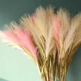 Bulrush Natural Dried Small Pampas Grass Phragmites Artificial Plants Wedding Flower Bunch for Home Decor Fake Flowers Y0630