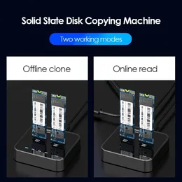 USB 3.1 Tipo C para M.2 Dual Bay Drive Drive Docking Station com clone off-line para o M2 SSD Suporta 2TB HDD Holder
