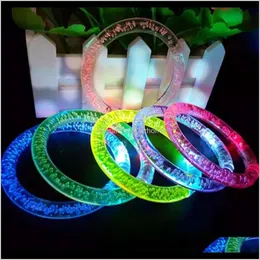 Other Event Festive Home & Gardenled Glitter Bracelet Bandgle Led Crystal Gradient Color Hand Ring Acrylic Glow Flash Light Sticks Party Dan