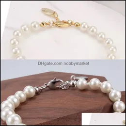 Hängsmycke Halsband Hängsmycken Smycken Utsökt Kristall Satellithalsband Elegant Pearl Clavicle Chain Barock Choker för Women Party Drop d