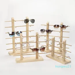 Wielo- warstwy Drewno Sunglass Display Rack Półka Okulary Pokaż Stojak Uchwyt Biżuterii Dla Wielokrotnych Pair Okulary Prezentacja