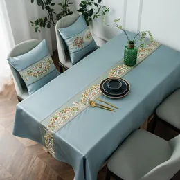 Table Cloth Light Luxury Waterproof Embroidered Runner TV Cabinet Home Decor Cover For Wedding Dining Tablecloth