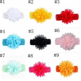 2021 Baby Girls Headband Chiffon Flower Infant Headbands Elastic Lace Bows Wide Turbans Hair Band Floral Newborn Headwear 17 Colors