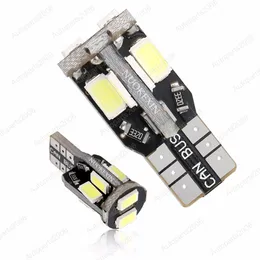 50ピース/ロットホワイトT10 W5W 5630 5730 10SMD LEDキャンバスエラーフリーカー電球168 194クリアランスランプライセンスプレート読書ライト12V