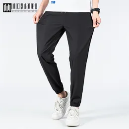Duckwaver Men Solid Color Pencil Pants Comfortable Drawstring Quality Ankle-Length Casual Trousers All-Match 210715