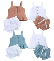 Baby Mädchen Kleidungssets mit Blumenmuster, Kinder, Hosenträger-Top, Rüschen, Shorts, Anzüge, Kinder, Sommermode, Artikel Pit Camisole PP-Hosen, für 3–24 Monate