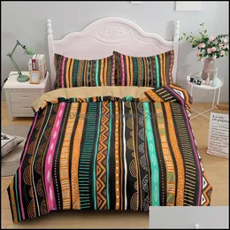 Conjuntos de cama Suprimentos Home Têxteis Jardim Tradicional Elementos Africanos Set Twin Queen King Size Grande Bedclothes com Pillowcase Hippie Bed Er