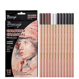 Bianyo 12st färgade pennor målning Set Artist Student Sketch Soft Oil Pastell Set Don-Toxic For School Drawing Penns Art Supplies