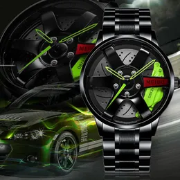 Wristwatches 3D Sport Car Wheel Watch Męska Moda Unikalne Luksusowe Zegarki Kwarcowe