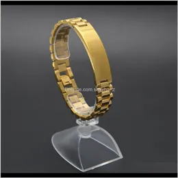Id, identifiering armband släpp leverans 2021 herrklocka armband guldpläterade rostfritt stål länkar manschett armbugg hip hop smycken för män gi