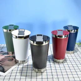 New 500ml beer Cup Stainless Steel Straight Tumbler Vacuum Insulated car mug Gift Travel Mugs Coffee Keep Warm and Cold