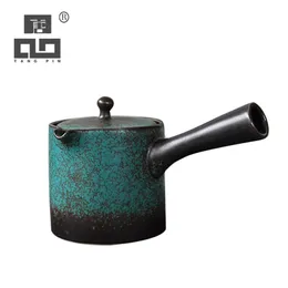Tangpin Keramik Kyusu Tekanna Grön Traditionell Kinesisk Tea Pot 200ml 210621