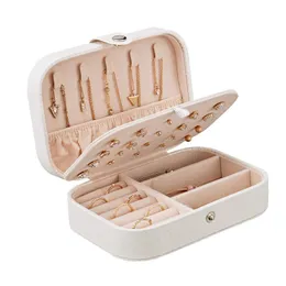 Smycken Kista Förpackning Kosmetisk Förvaring Box Makeup Organizer Multi-Function Smycken Väska Bärbara Läder Örhängen Ring 210626