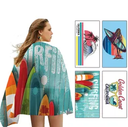 Najnowszy drukowany ręcznik plażowy 160x80 cm, letni styl surfingu, ultra-fine włóknisty krem ​​przeciwsłoneczny i szybkie suszące dwustronne polar, obsługuje niestandardowe logo