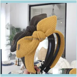 Aessories Araçları ÜrünleriFashion Kadınlar Hairband Örme Kafa Büyük Yay Düğüm Şapkalar Rhinestone Saç Bandı Kızlar Türban Aessories1 Drop De