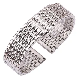 Stainless Steel Watch Band Bracelet Women Men 16mm 18mm 20mm 22mm Silver Straight End Watchband Strap Watch Accessories H0915