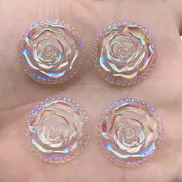 Ganze 96 Stück 26 mm Blumen, flache Rückseite, Strass-Diamanten, Kunstharz-Knopf, Hochzeitsverzierung, Schleife, DIY-Schmuckzubehör - 18W185