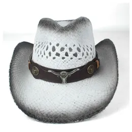 2019 män kvinnor halm västra cowboy hatt sommar bred rand hatt utomhus sombrero hombre cowgirl hat q0805