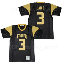 High School Football 3 Ceedee Lamb Foster Falcons Jersey Sport Team Color Black Embroidery and Ed Breathable Pure Cotton Top Quality on Sale