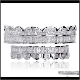 Grillz, tandkroppsfall leverans 2021 hiphop smycken mens bling diamant grillar lyxdesigner juvelery isade ut tänder grillz rappare hiphop