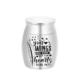 Human/Pet Ashes Small Keepsake Jars Pendant Mini Cremation Urns Feather -Your Wings were Ready But Our Hearts Were Not-