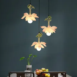 Çin Klasik Zen Art Lotus Kolye Işıkları Vintage Dekoratif Asma Lamba Çalışma Çay Evi Oturma Odası Restoran Lambaları