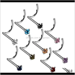 Ringar tappar släpp leverans 2021 Steel Hollow Heart Star Moon Zircon Screw Ring Opal Nose Bone Ben Stud Retainer Holder Piercing Body Jewelry XWK