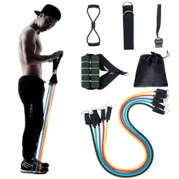 11pcs/set Fitness Resistance Pull Tubes Yoga Pull Rope Sport Fitness Gum Workout Exercise Bands Gym Sport Rubber Expander Home T H1026
