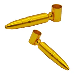 Aluminum Mini Bullet shaped Smoke Metal Pipes Portable Creative Smoking Pipe Herb cigarette holder Tobacco mill gold