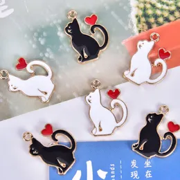 20pcs Classics Lucky Cat Enamel Charms Craft Metal Animal Kitty Charms For Keychains Earring DIY Jewelry Making Handmade Craft