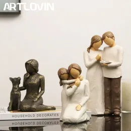 ARTLOVIN Sculpted handmålade Figur Tillsammans / Vänskap / trogen Figurine Resin Dog Skulptur Alla hjärtans dag Present Mom Gift 210.811