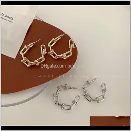 Hoop hie biżuteria w kształcie szwu stopowy metalowy łańcuch c w kształcie litery C kolczyki geometryczne vintage przesadzone żeńskie biżuteria dostawa 2021 4ohk